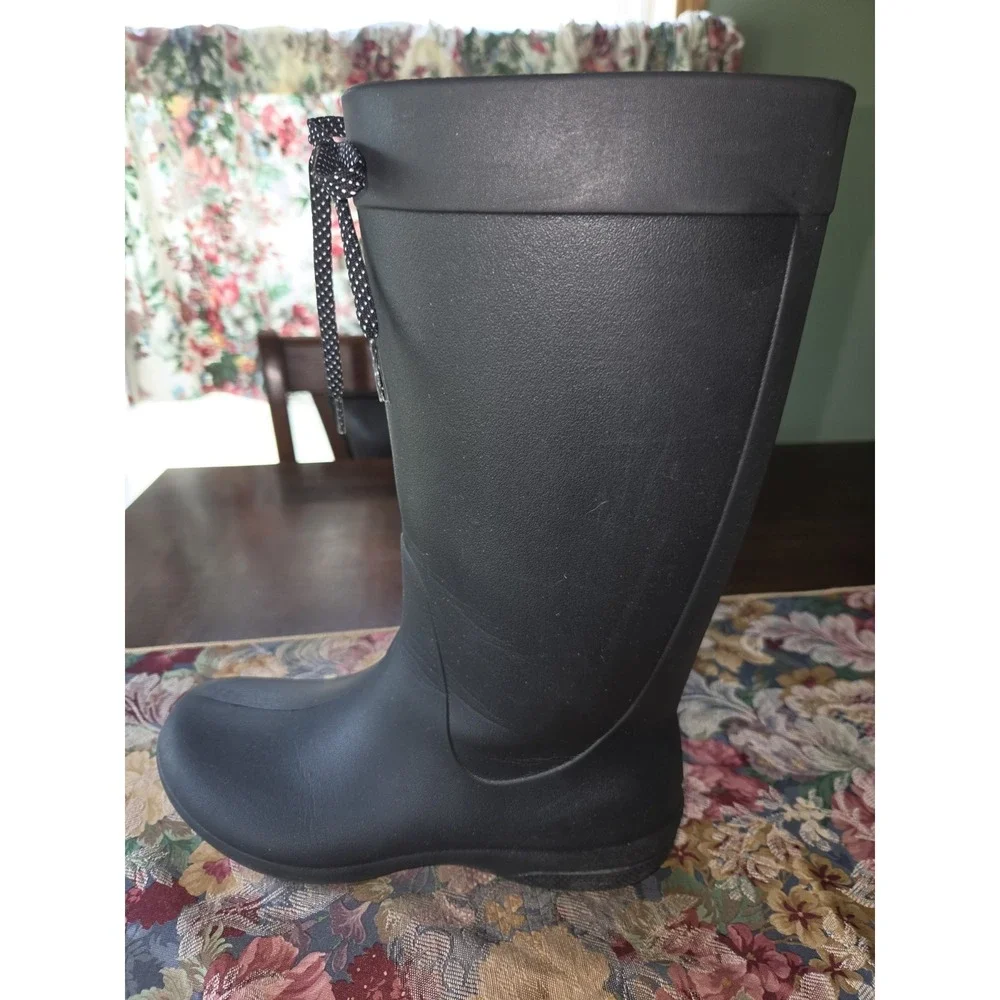 Crocs Black Freesail Tall Rain Boots Women 7 Waterproof Rubber Pull On Garden
